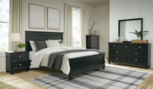 Load image into Gallery viewer, Lanolee Queen Panel Bed with Mirrored Dresser, Chest and Nightstand
