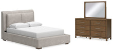 Load image into Gallery viewer, Cabalynn Queen Upholstered Bed with Mirrored Dresser

