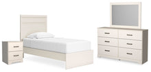 Load image into Gallery viewer, Stelsie Twin Panel Bed with Mirrored Dresser and Nightstand
