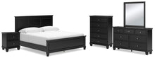 Load image into Gallery viewer, Lanolee King Panel Bed with Mirrored Dresser, Chest and Nightstand
