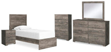 Load image into Gallery viewer, Ralinksi Twin Panel Bed with Mirrored Dresser, Chest and Nightstand
