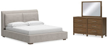 Load image into Gallery viewer, Cabalynn King Upholstered Bed with Mirrored Dresser
