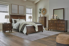 Load image into Gallery viewer, Danabrin Queen Panel Bed with Mirrored Dresser and Nightstand
