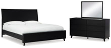 Load image into Gallery viewer, Danziar Queen Panel Bed with Mirrored Dresser

