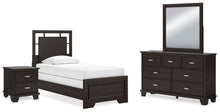 Load image into Gallery viewer, Covetown Twin Panel Bed with Mirrored Dresser and Nightstand
