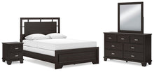 Load image into Gallery viewer, Covetown Queen Panel Bed with Mirrored Dresser and Nightstand
