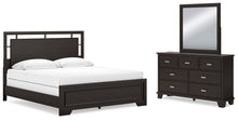 Load image into Gallery viewer, Covetown King Panel Bed with Mirrored Dresser
