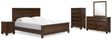 Load image into Gallery viewer, Danabrin California King Panel Bed with Mirrored Dresser, Chest and Nightstand
