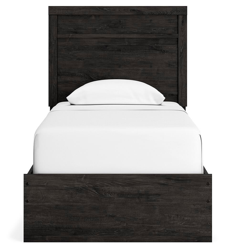 Load image into Gallery viewer, Belachime Twin Panel Bed with Mirrored Dresser, Chest and Nightstand