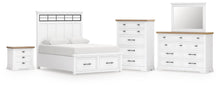 Load image into Gallery viewer, Ashbryn King Panel Storage Bed, Dresser, Mirror, Chest and Nightstand

