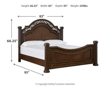 Load image into Gallery viewer, Lavinton King Poster Bed with Mirrored Dresser
