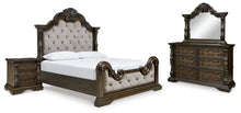 Load image into Gallery viewer, Maylee California King Upholstered Bed with Mirrored Dresser and Nightstand
