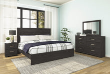 Load image into Gallery viewer, Belachime King Panel Bed with Mirrored Dresser and Nightstand
