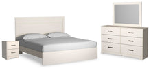 Load image into Gallery viewer, Stelsie King Panel Bed with Mirrored Dresser and Nightstand
