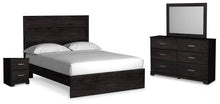 Load image into Gallery viewer, Belachime Queen Panel Bed with Mirrored Dresser and Nightstand

