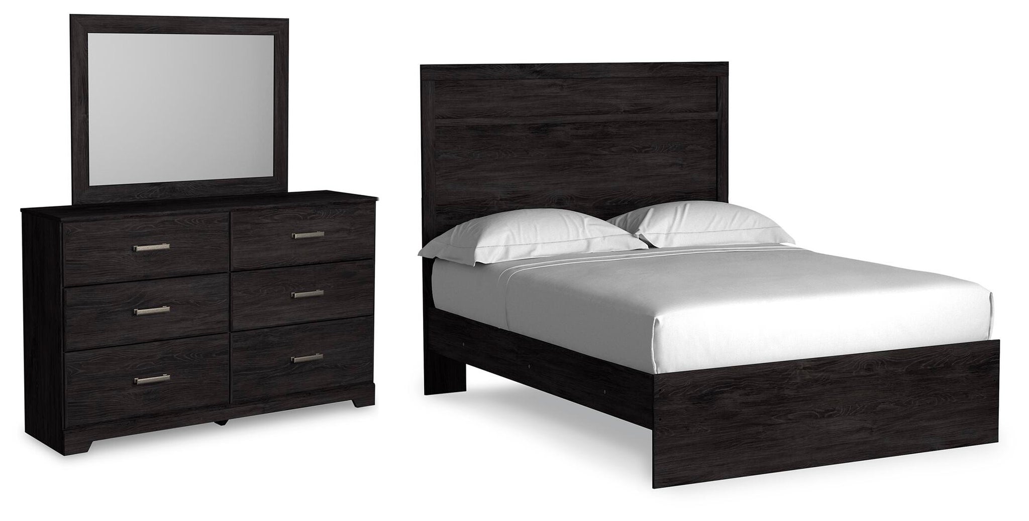 Load image into Gallery viewer, Belachime Full Panel Bed with Mirrored Dresser