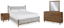 Load image into Gallery viewer, Lyncott Queen Upholstered Bed with Mirrored Dresser and Nightstand
