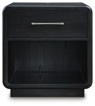 Load image into Gallery viewer, Rowanbeck Queen Upholstered Panel Bed with Mirrored Dresser and Nightstand
