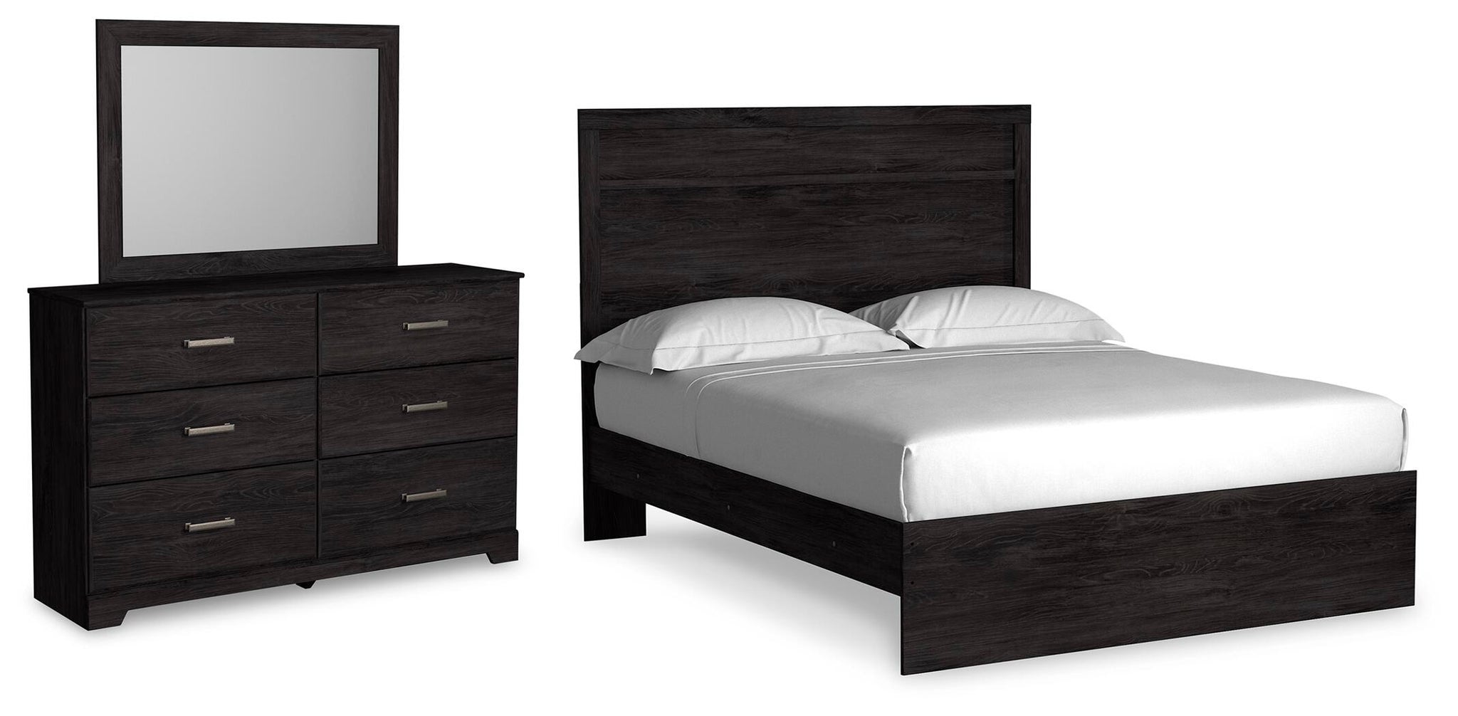 Load image into Gallery viewer, Belachime Queen Panel Bed with Mirrored Dresser