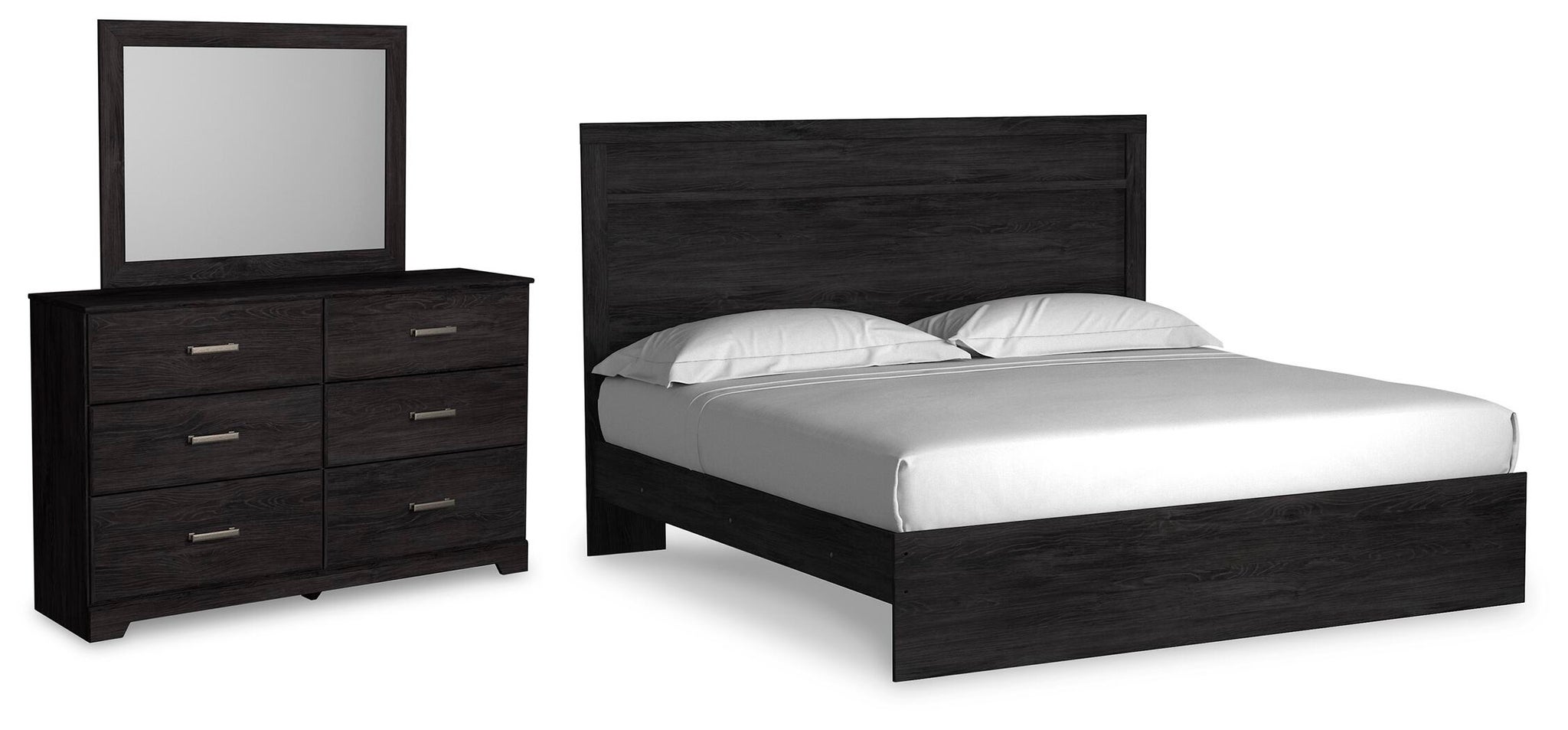 Load image into Gallery viewer, Belachime King Panel Bed with Mirrored Dresser