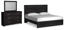 Load image into Gallery viewer, Belachime King Panel Bed with Mirrored Dresser
