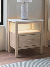 Load image into Gallery viewer, Cadmori Queen Upholstered Panel Bed with Mirrored Dresser and Nightstand
