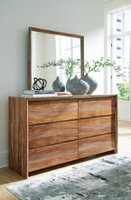 Load image into Gallery viewer, Dressonni King Panel Bed with Mirrored Dresser
