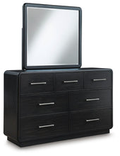 Load image into Gallery viewer, Rowanbeck California King Upholstered Panel Bed, Dresser, Mirror and Nightstand
