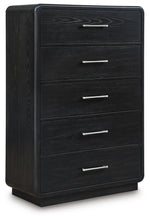 Load image into Gallery viewer, Rowanbeck King Upholstered Panel Bed, Dresser, Mirror, Chest and Nightstand
