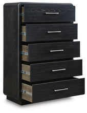Load image into Gallery viewer, Rowanbeck King Upholstered Panel Bed, Dresser, Mirror, Chest and Nightstand
