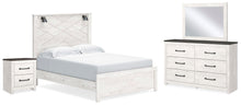 Load image into Gallery viewer, Gerridan Queen Panel Bed with Mirrored Dresser and Nightstand

