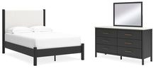 Load image into Gallery viewer, Cadmori Full Upholstered Panel Bed, Dresser and Mirror
