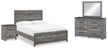Load image into Gallery viewer, Bronyan Queen Panel Bed with Mirrored Dresser and Nightstand
