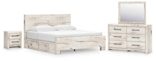 Load image into Gallery viewer, Lawroy King Panel Bed with Storage, Dresser, Mirror and Nightstand
