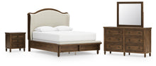 Load image into Gallery viewer, Sturlayne Queen Upholstered Panel Bed, Dresser, Mirror and Nightstand
