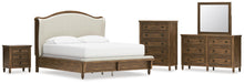 Load image into Gallery viewer, Sturlayne California King Upholstered Panel Bed, Dresser, Mirror, Chest and Nightstand
