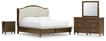Load image into Gallery viewer, Sturlayne King Upholstered Panel Bed, Dresser, Mirror and Nightstand
