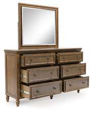 Load image into Gallery viewer, Sturlayne King Upholstered Panel Bed, Dresser, Mirror and Nightstand
