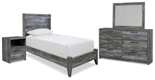 Load image into Gallery viewer, Baystorm Twin Panel Bed with Mirrored Dresser and Nightstand

