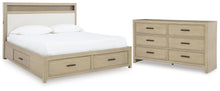 Load image into Gallery viewer, Calmoro King Bookcase Bed with Mirrored Dresser
