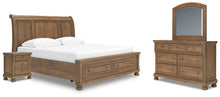Load image into Gallery viewer, Feddinger King Storage Sleigh Bed with Mirrored Dresser and Nightstand
