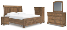 Load image into Gallery viewer, Feddinger King Storage Sleigh Bed with Mirrored Dresser, Chest and Nightstand
