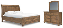 Load image into Gallery viewer, Feddinger California King Storage Sleigh Bed with Mirrored Dresser
