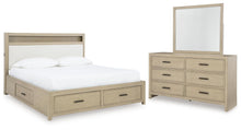 Load image into Gallery viewer, Calmoro Queen Bookcase Bed with Mirrored Dresser
