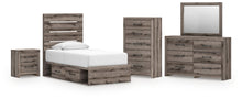 Load image into Gallery viewer, Urbanoore Twin Panel Bed with Storage, Dresser, Mirror, Chest and Nightstand
