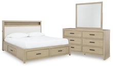 Load image into Gallery viewer, Calmoro California King Bookcase Bed with Mirrored Dresser
