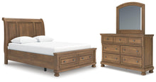 Load image into Gallery viewer, Feddinger Queen Storage Sleigh Bed with Mirrored Dresser
