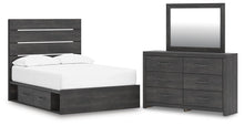 Load image into Gallery viewer, Hollivern Full Panel Bed with Storage, Dresser and Mirror
