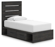 Load image into Gallery viewer, Hollivern Twin Panel Bed with Storage, Dresser and Mirror
