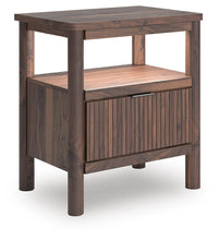 Load image into Gallery viewer, Pamytta Queen Upholstered Panel Platform Bed, Dresser, Mirror, Chest and Nightstand
